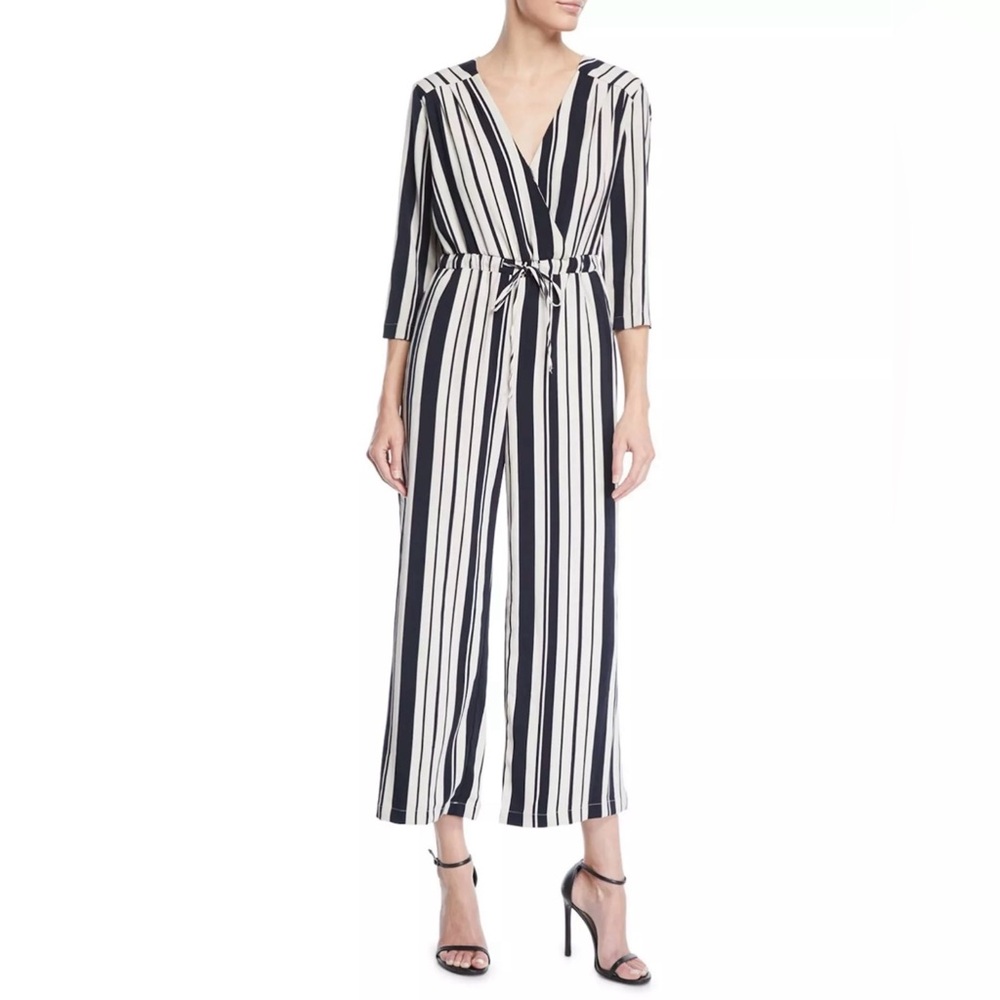 Free Generation Los Ángeles Women’s Striped Wrap Top Wide Leg Jumpsuit Size L